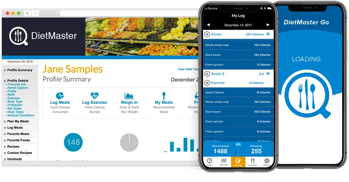 Nutrition Software - Web Portal and Mobile App Screenshots
