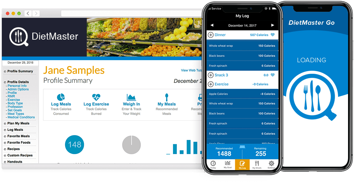 Nutrition Software - Web Portal and Mobile App Screenshots